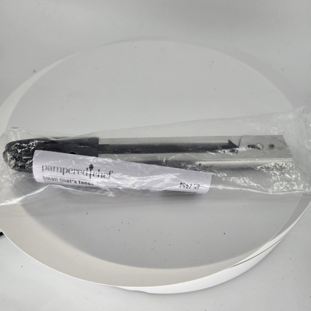 Pampered Chef Small Chef's Tongs 2957 Stainless Steel Silicone Tips New In Pack